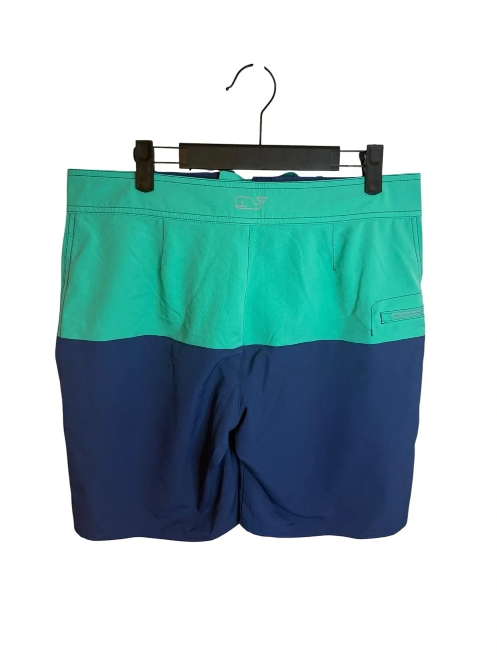 Vineyard Vines Teal and Navy Blue Colorblock Stretch Board Shorts